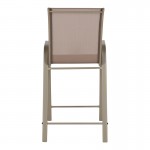 Σκαμπό μπαρ μεσαίου ύψους Calan pakoworld σαμπανιζέ μέταλλο-textilene σε ανοιχτή καφέ απόχρωση 55x70x114εκ