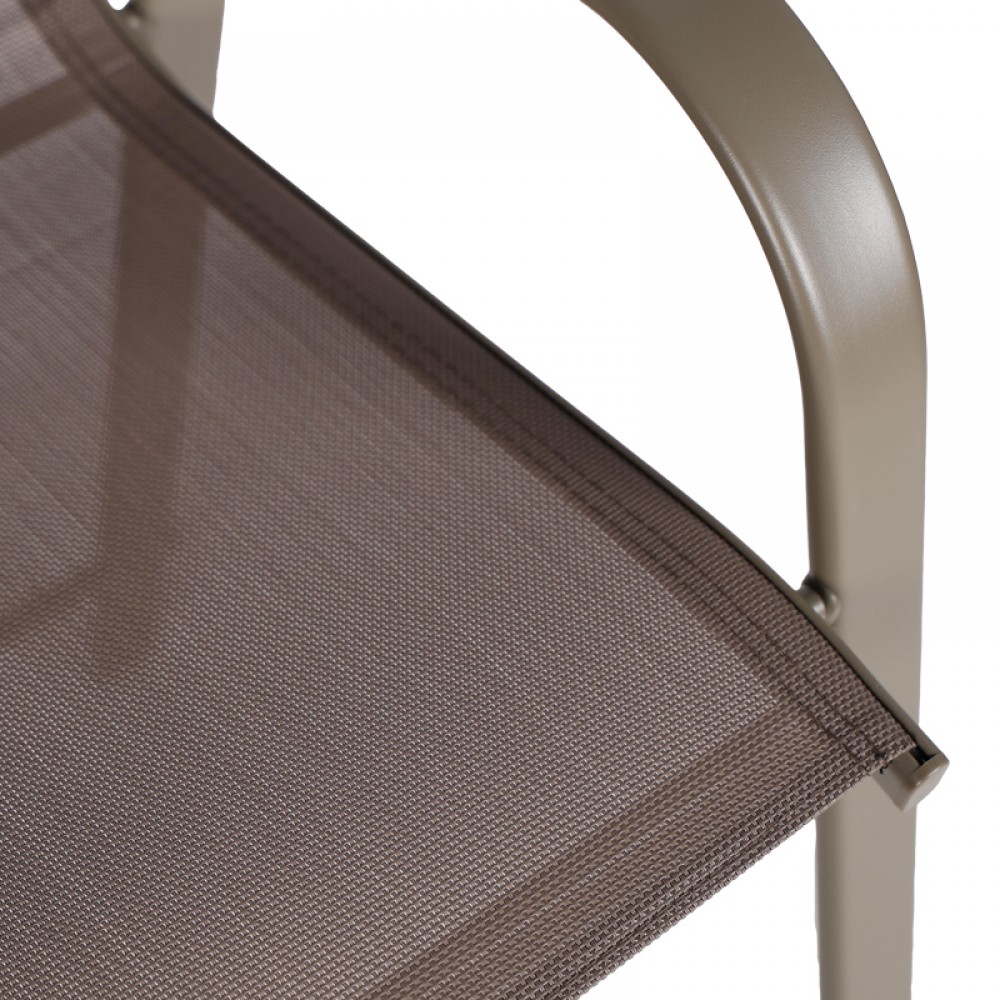 Σκαμπό μπαρ μεσαίου ύψους Calan pakoworld σαμπανιζέ μέταλλο-textilene σε ανοιχτή καφέ απόχρωση 55x70x114εκ