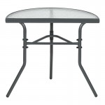 Τραπέζι ημικυκλικό Bion pakoworld γυαλί-μέταλλο σε ανθρακί απόχρωση 70x40x65εκ