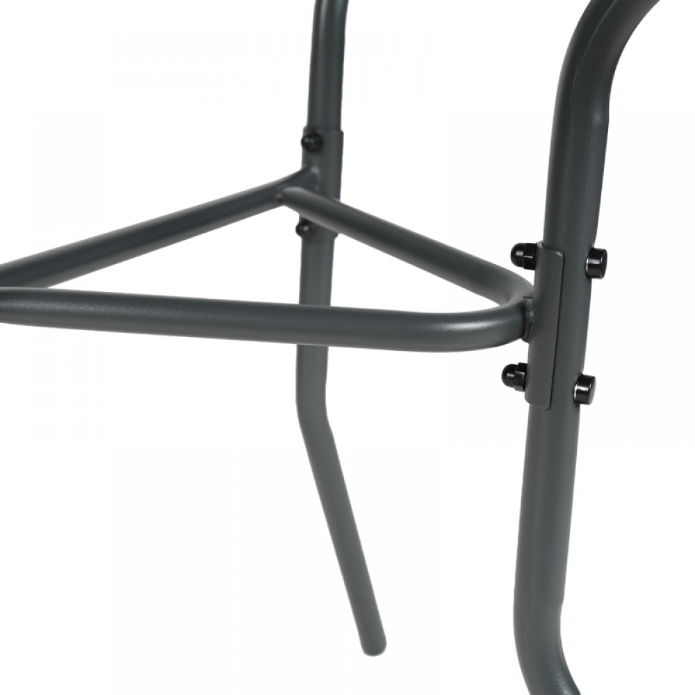 Τραπέζι ημικυκλικό Bion pakoworld γυαλί-μέταλλο σε ανθρακί απόχρωση 70x40x65εκ