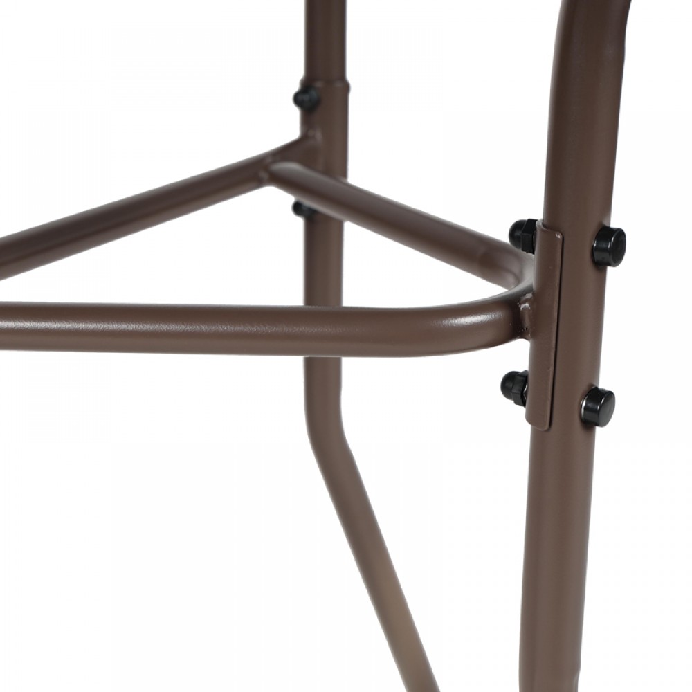 Τραπέζι ημικυκλικό Bion pakoworld γυαλί-μέταλλο σε καφέ απόχρωση 70x40x65εκ