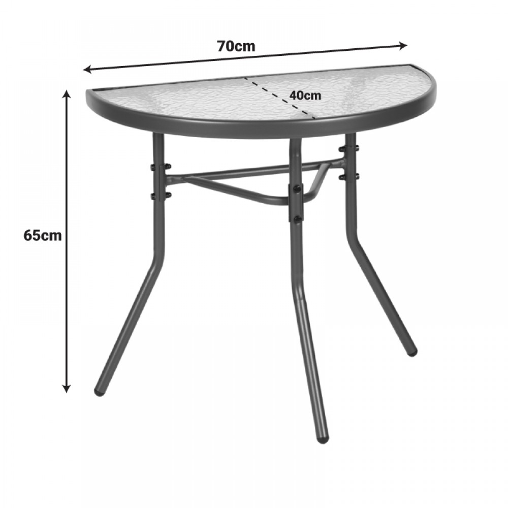 Τραπέζι ημικυκλικό Bion pakoworld γυαλί-μέταλλο σε καφέ απόχρωση 70x40x65εκ