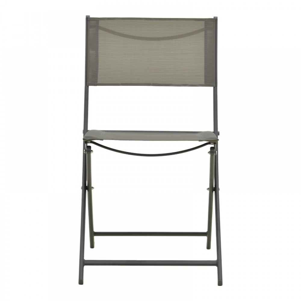 Καρέκλα Jeve pakoworld πτυσσόμενη μέταλλο ανθρακί με σαμπανιζέ textilene 46x51x81εκ