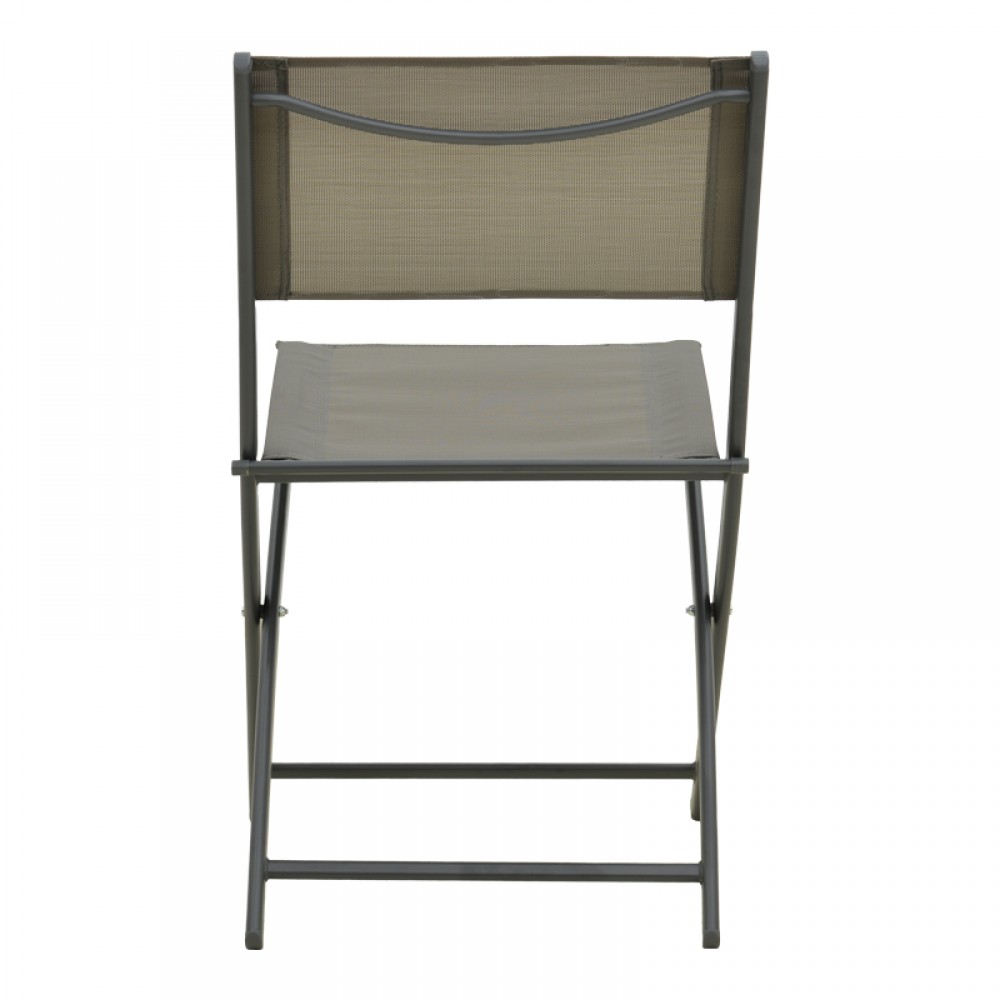 Καρέκλα Jeve pakoworld πτυσσόμενη μέταλλο ανθρακί με σαμπανιζέ textilene 46x51x81εκ