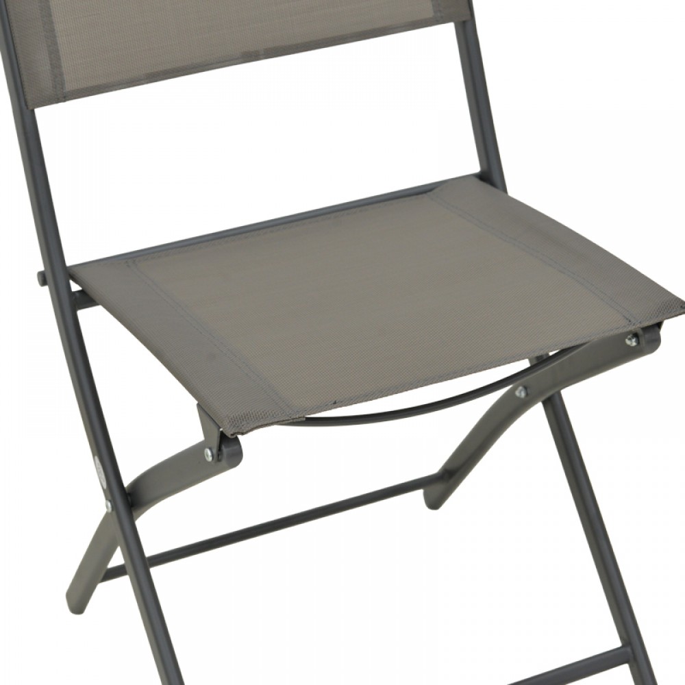 Καρέκλα Jeve pakoworld πτυσσόμενη μέταλλο ανθρακί με σαμπανιζέ textilene 46x51x81εκ