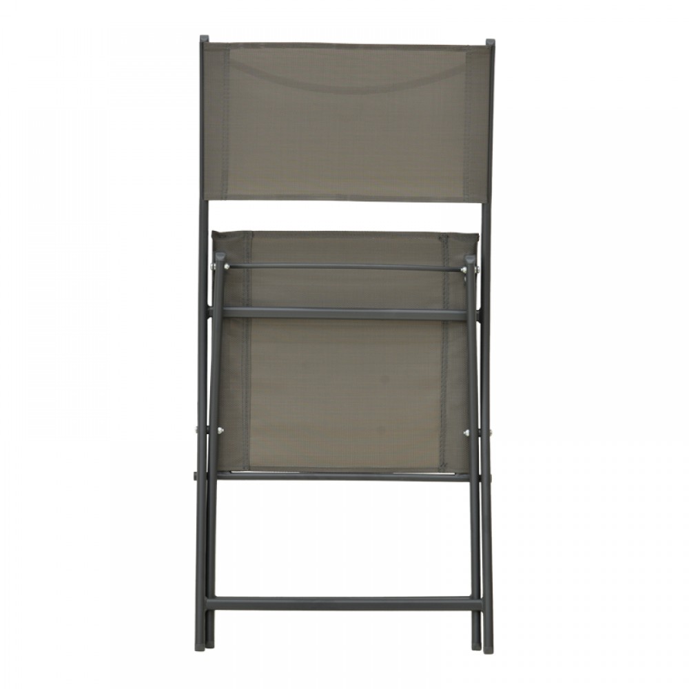 Καρέκλα Jeve pakoworld πτυσσόμενη μέταλλο ανθρακί με σαμπανιζέ textilene 46x51x81εκ