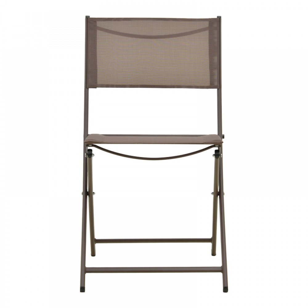 Καρέκλα Jeve pakoworld πτυσσόμενη ανθρακί μέταλλο και σαμπανιζέ textilene 46x51x81εκ