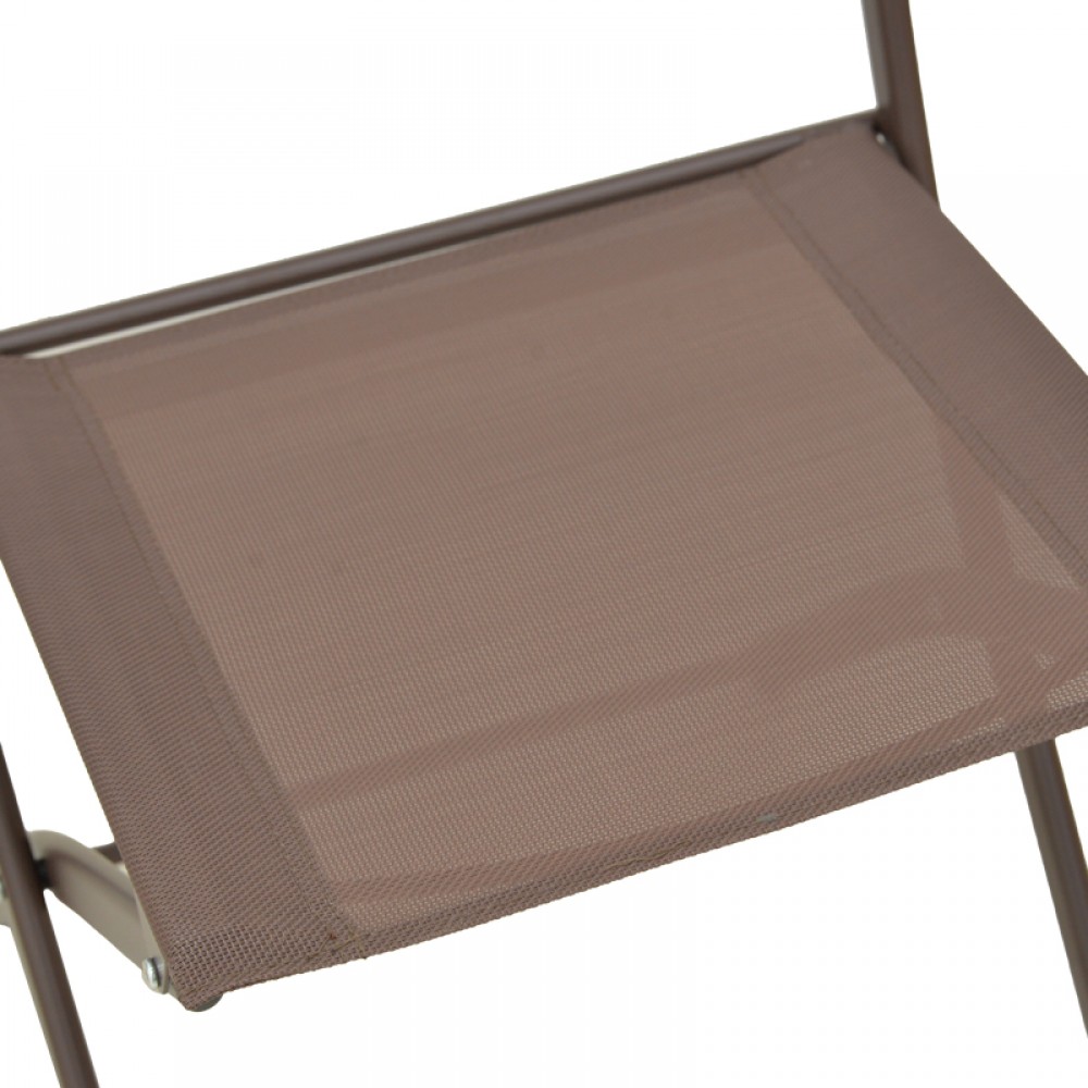 Καρέκλα Jeve pakoworld πτυσσόμενη ανθρακί μέταλλο και σαμπανιζέ textilene 46x51x81εκ