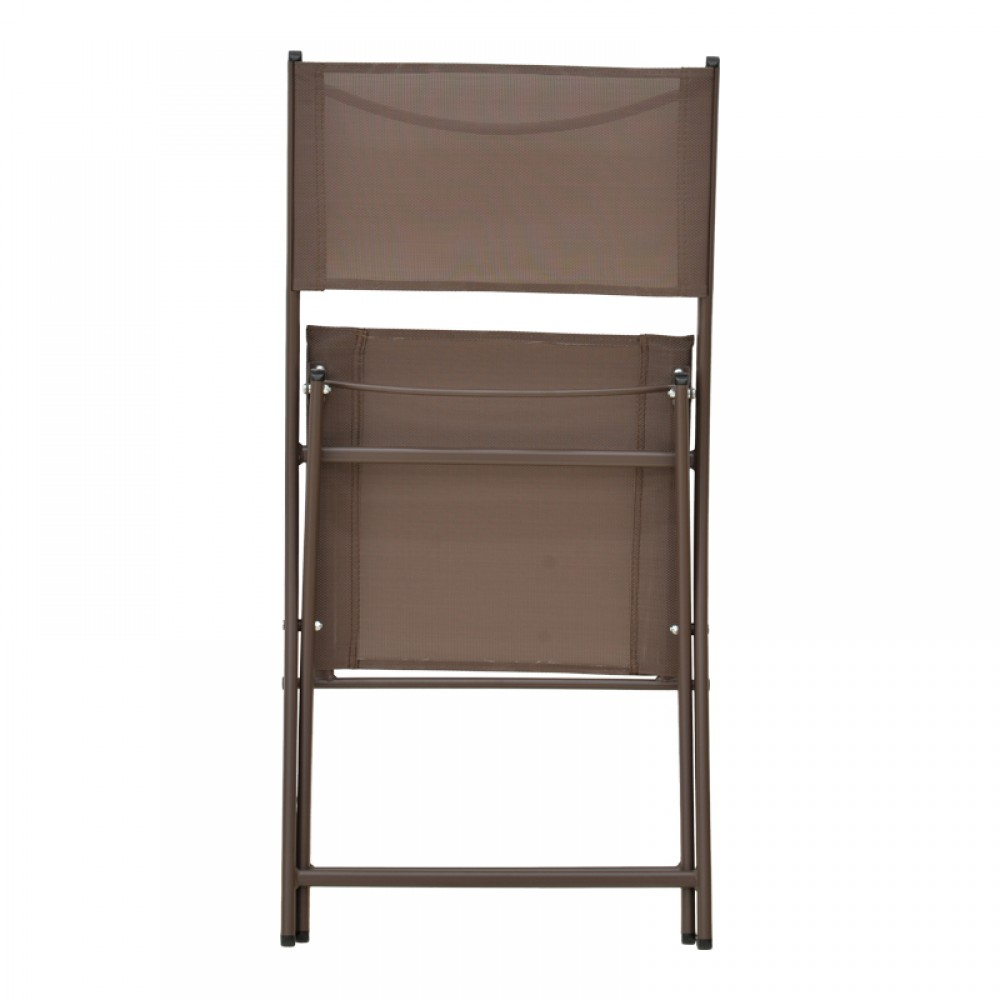 Καρέκλα Jeve pakoworld πτυσσόμενη ανθρακί μέταλλο και σαμπανιζέ textilene 46x51x81εκ