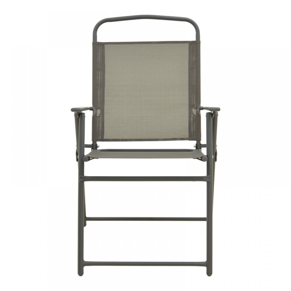 Καρέκλα πτυσσόμενη Vela pakoworld ανθρακί μέταλλο με σαμπανιζέ textilene 53x58x90εκ