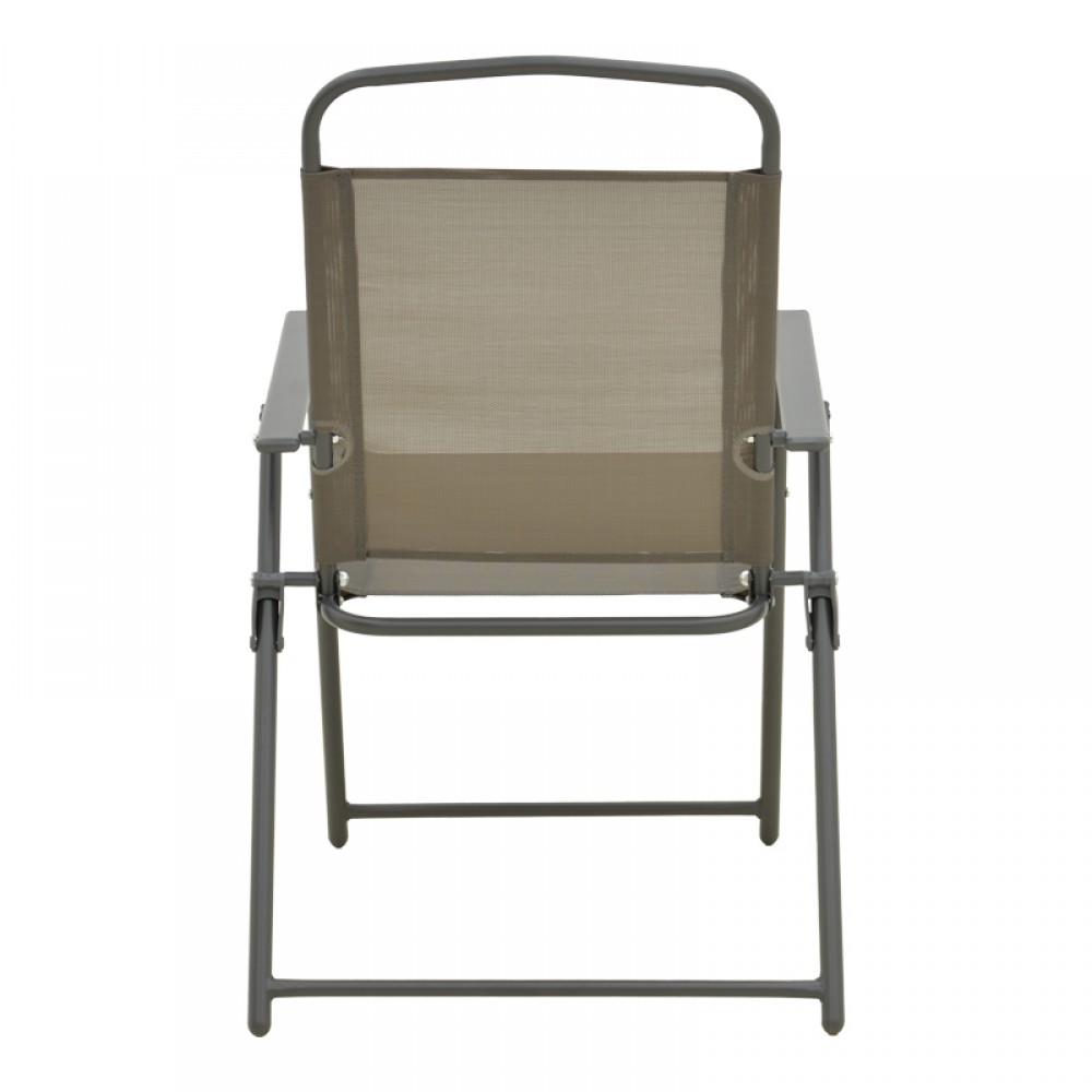 Καρέκλα πτυσσόμενη Vela pakoworld ανθρακί μέταλλο με σαμπανιζέ textilene 53x58x90εκ