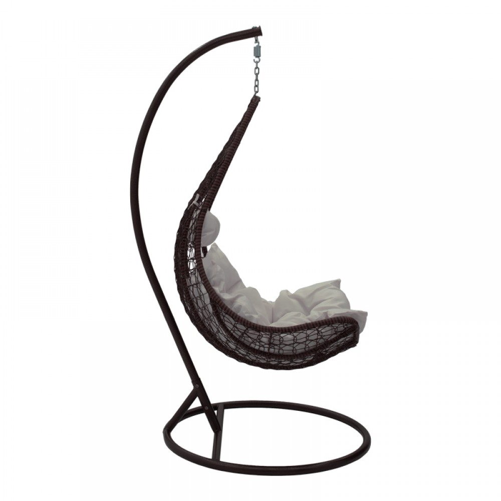 Κούνια Soleil pakoworld κρεμαστή μέταλλο καφέ-pp καφέ-μαξιλάρι μπεζ 103x83x200εκ