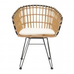 Πολυθρόνα Naoki pakoworld μαύρο μέταλλο-pe φυσικό