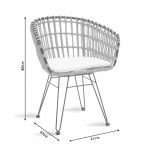 Πολυθρόνα Naoki pakoworld μαύρο μέταλλο-pe φυσικό