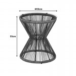 Τραπέζι Mabil pakoworld γυαλί - pe rattan σε γκρι απόχρωση Φ50x55εκ