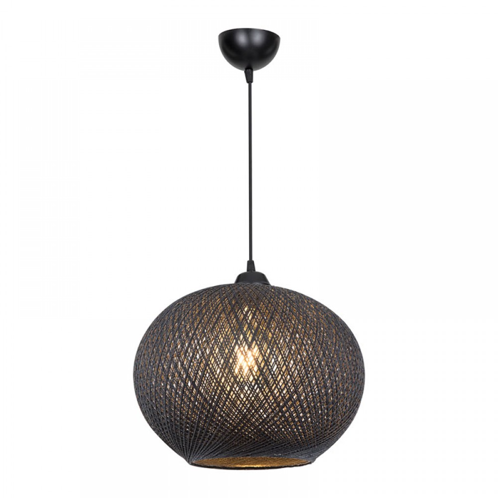 Φωτιστικό οροφής μονόφωτο Leshia pakoworld Ε27 μαύρο Φ38x75εκ
