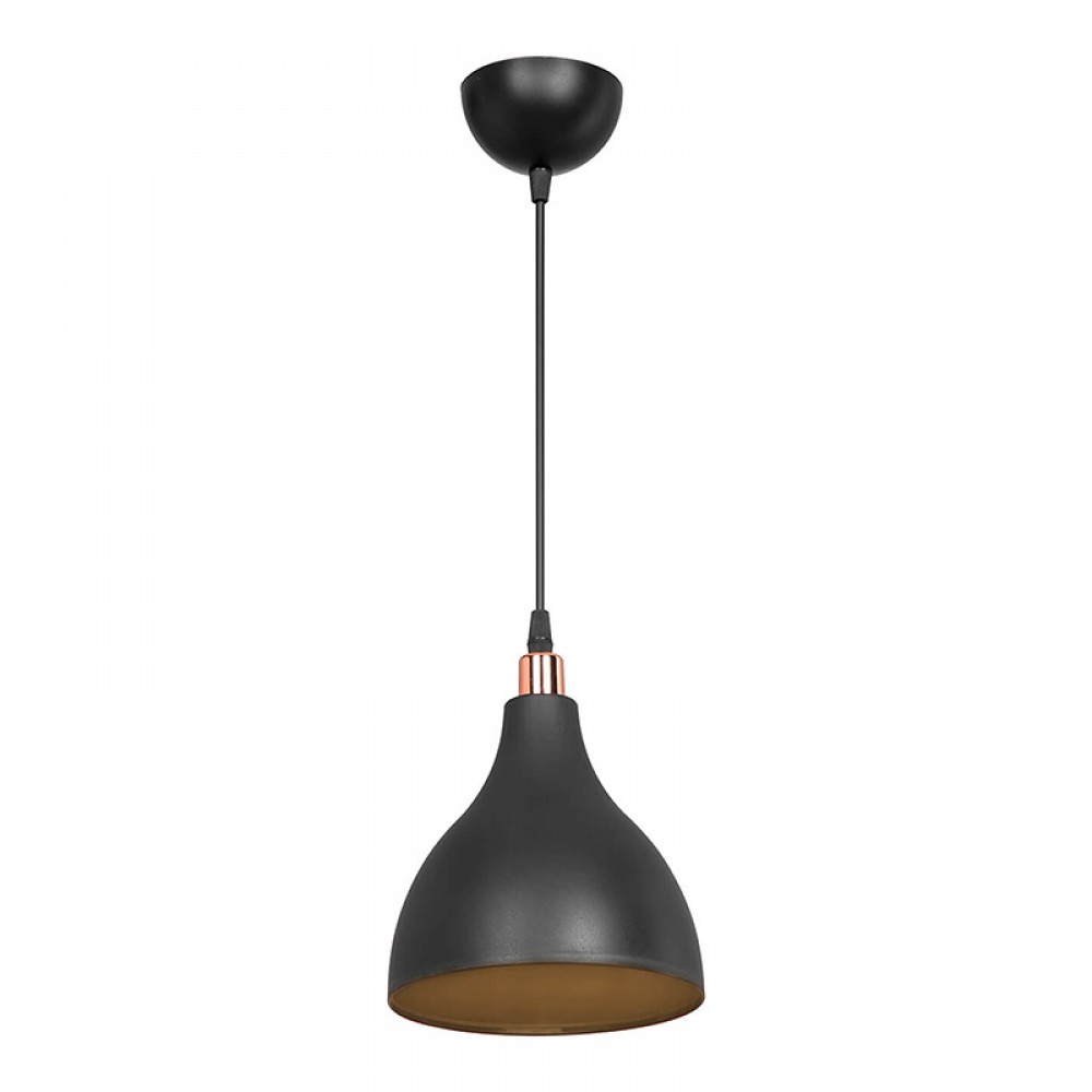 Φωτιστικό οροφής μονόφωτο Lofty pakoworld Ε27 μαύρο Φ18x22εκ