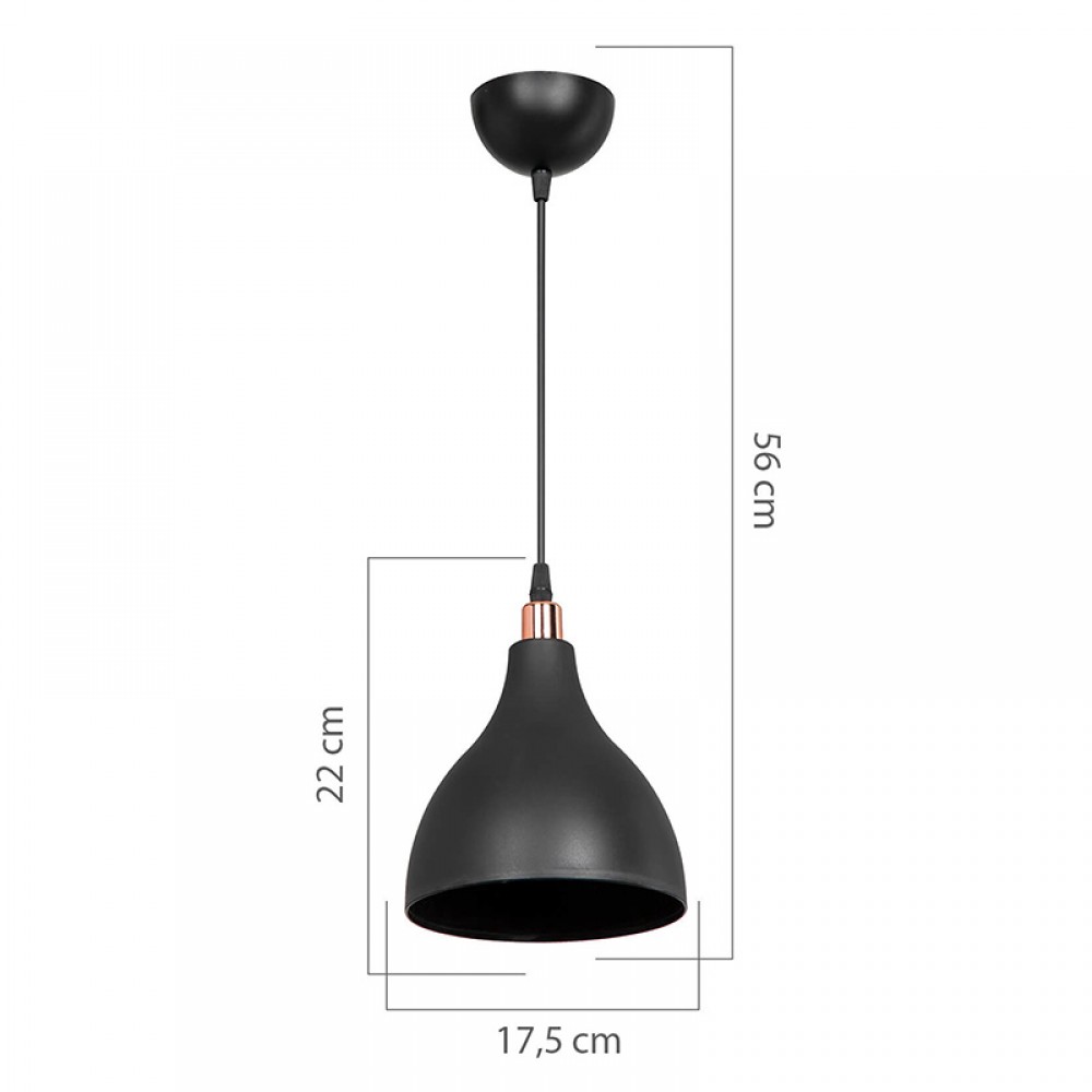 Φωτιστικό οροφής μονόφωτο Lofty pakoworld Ε27 μαύρο Φ18x56εκ