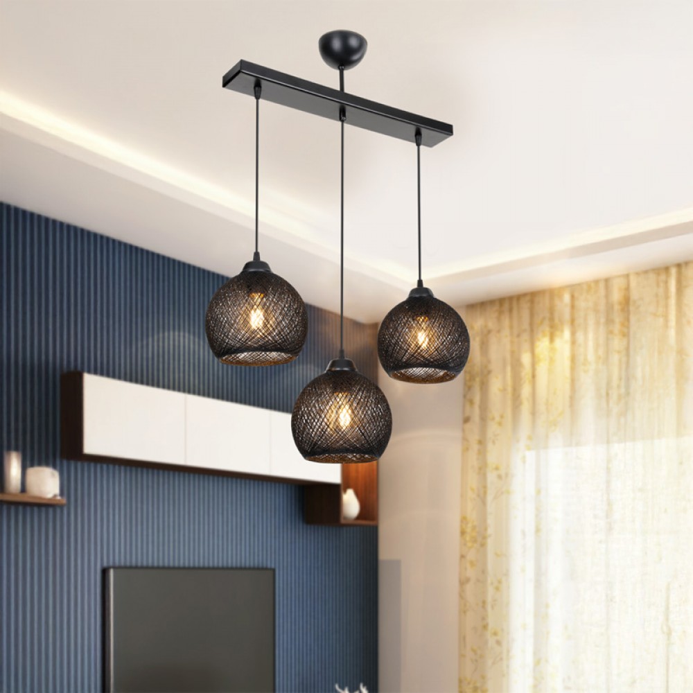 Φωτιστικό οροφής τρίφωτο PWL-0973 II pakoworld Ε27 μαύρο 50x18x85εκ