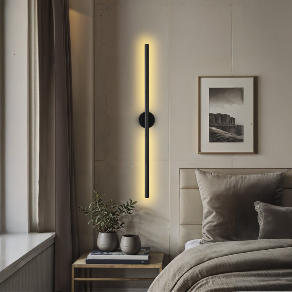 Φωτιστικό τοίχου-απλίκα Tisenio pakoworld Led μαύρο 75x6x6εκ