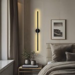 Φωτιστικό τοίχου-απλίκα Tisenio pakoworld Led μαύρο 75x6x6εκ