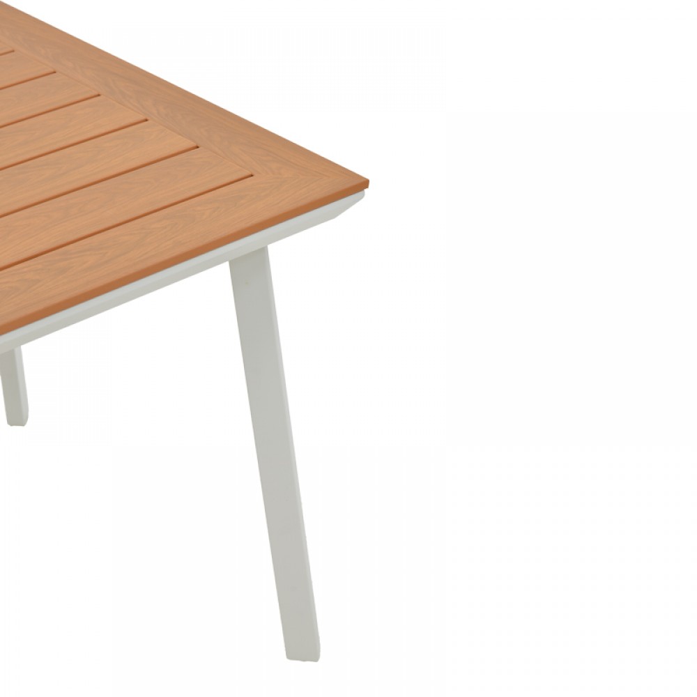 Τραπέζι Synergy pakoworld αλουμίνιο λευκό-plywood φυσικό 80x80x74εκ