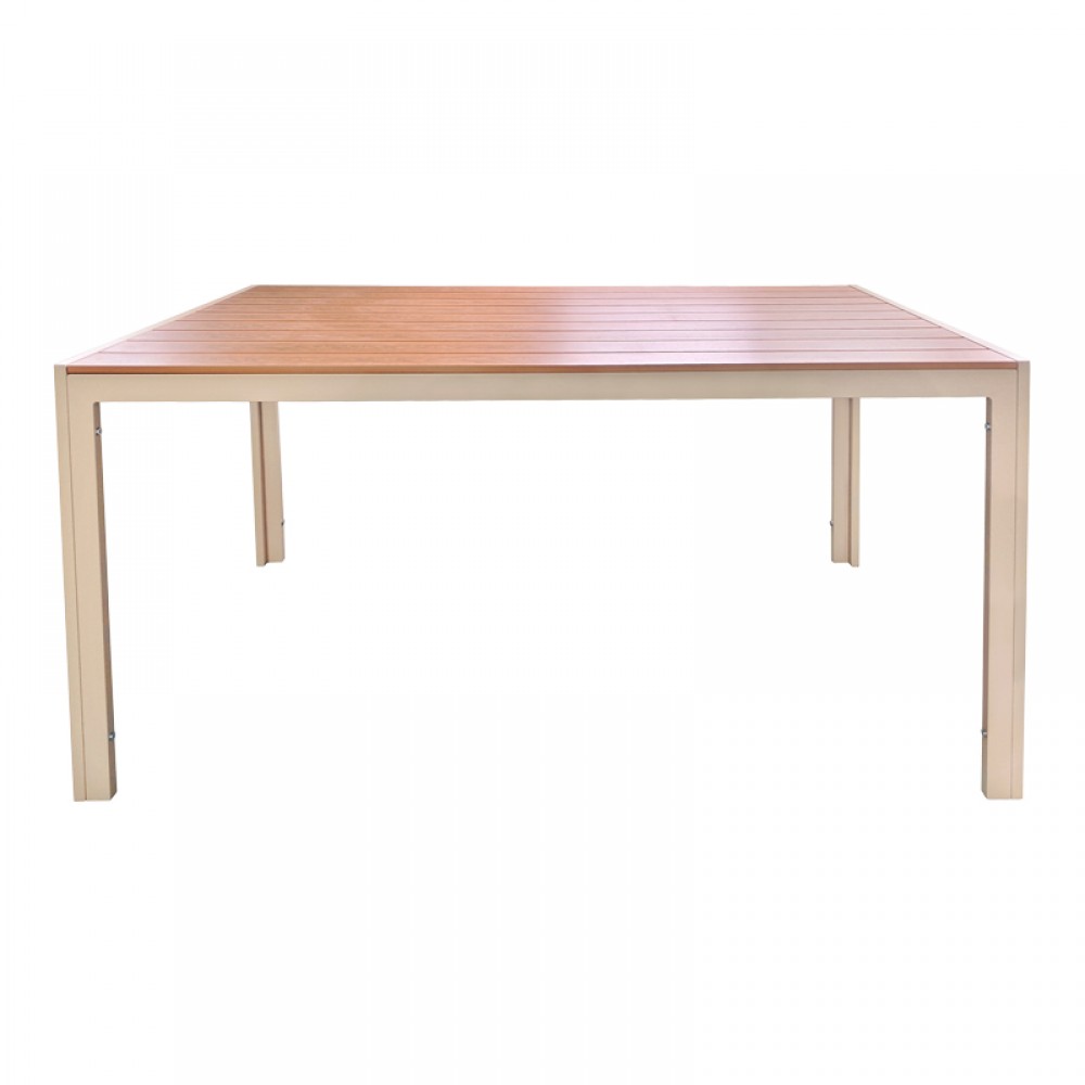Τραπέζι Nares pakoworld σαμπανί αλουμίνιο plywood σε φυσική απόχρωση 180x90x72.5εκ