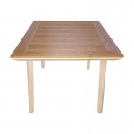 Τραπέζι Synergy pakoworld αλουμίνιο cappuccino-plywood σε φυσική απόχρωση 80x80x74εκ