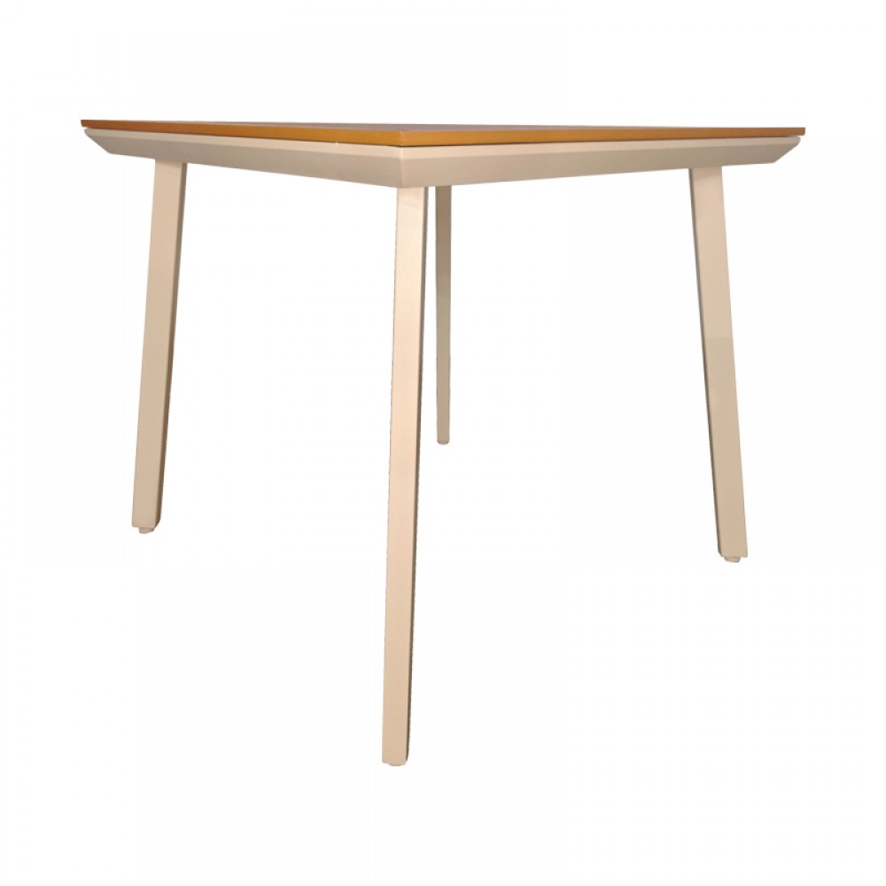 Τραπέζι Synergy pakoworld αλουμίνιο cappuccino-plywood σε φυσική απόχρωση 80x80x74εκ