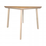 Τραπέζι Synergy pakoworld αλουμίνιο cappuccino-plywood σε φυσική απόχρωση 80x80x74εκ