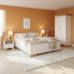 Σετ Κρεβατοκάμαρας Jaden με Κρεβάτι oak -λευκό 160x200εκ Σετ 4τεμ