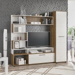 Σύνθετο σαλονιού Jasper pakoworld καρυδί-αντικέ λευκό 151.5x37.5x169.5εκ