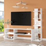 Σύνθετο σαλονιού Perla pakoworld σε λευκή απόχρωση 120x29.5x41,8εκ
