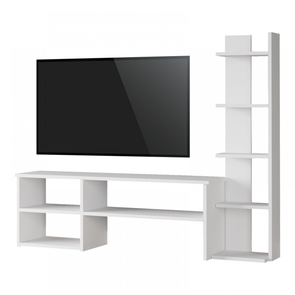 Σύνθετο σαλονιού Perla pakoworld σε λευκή απόχρωση 120x29.5x41,8εκ