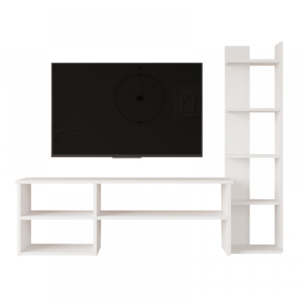 Σύνθετο σαλονιού Perla pakoworld σε λευκή απόχρωση 120x29.5x41,8εκ