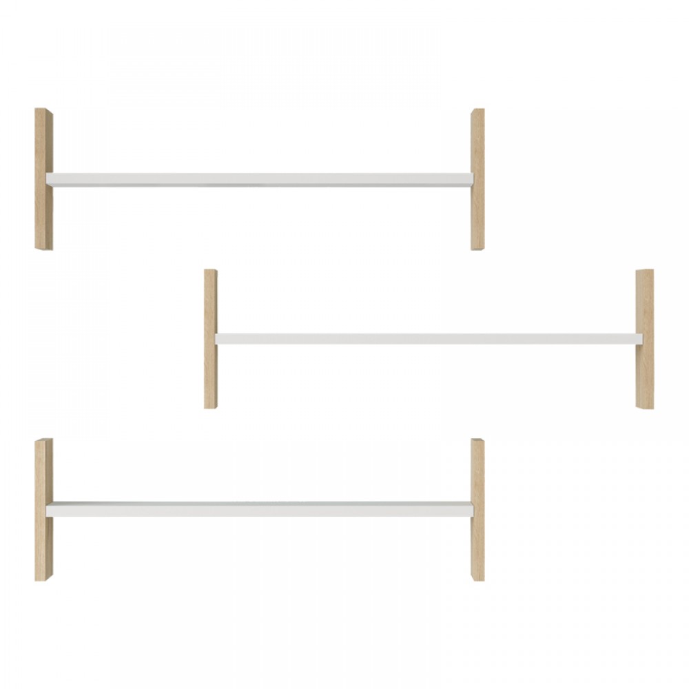 Ραφιέρα τοίχου Mento pakoworld λευκό με oak 75,6x14,5x23,6εκ
