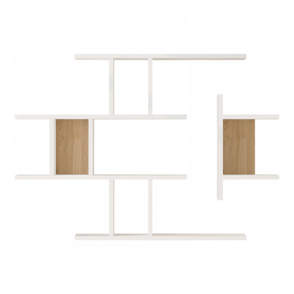 Ραφιέρα τοίχου Ledia pakoworld λευκό με oak 110,6x14,5x78εκ