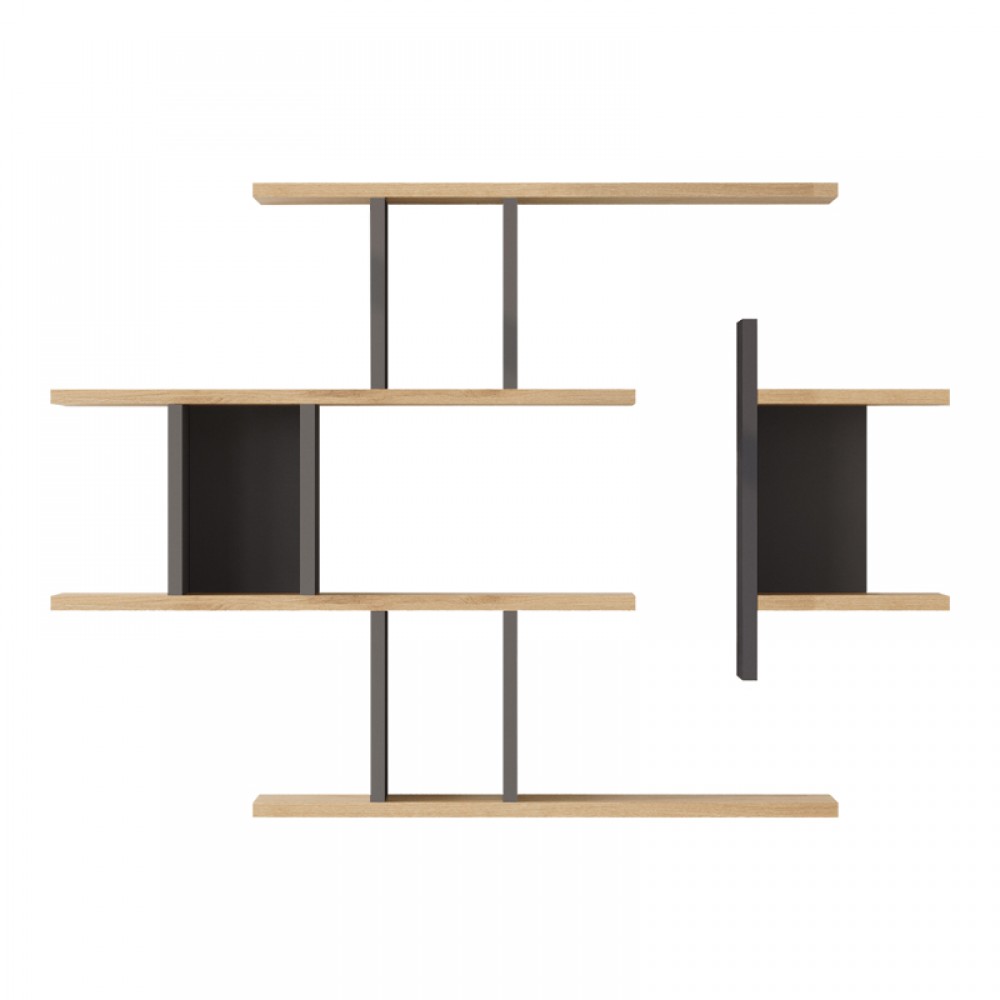 Ραφιέρα τοίχου Ledia pakoworld oak με ανθρακί 110,6x14,5x78εκ