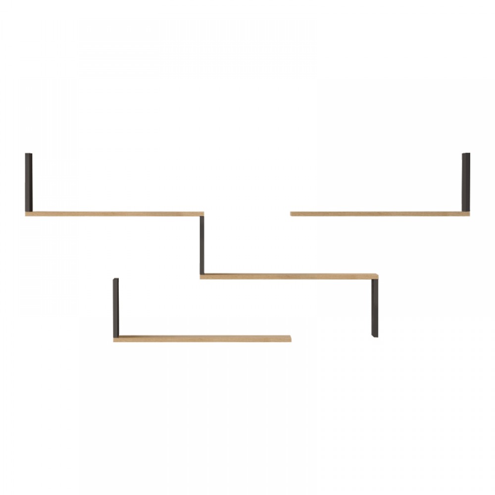 Ραφιέρα τοίχου Flear pakoworld oak με ανθρακί 179x14,5x76,2εκ