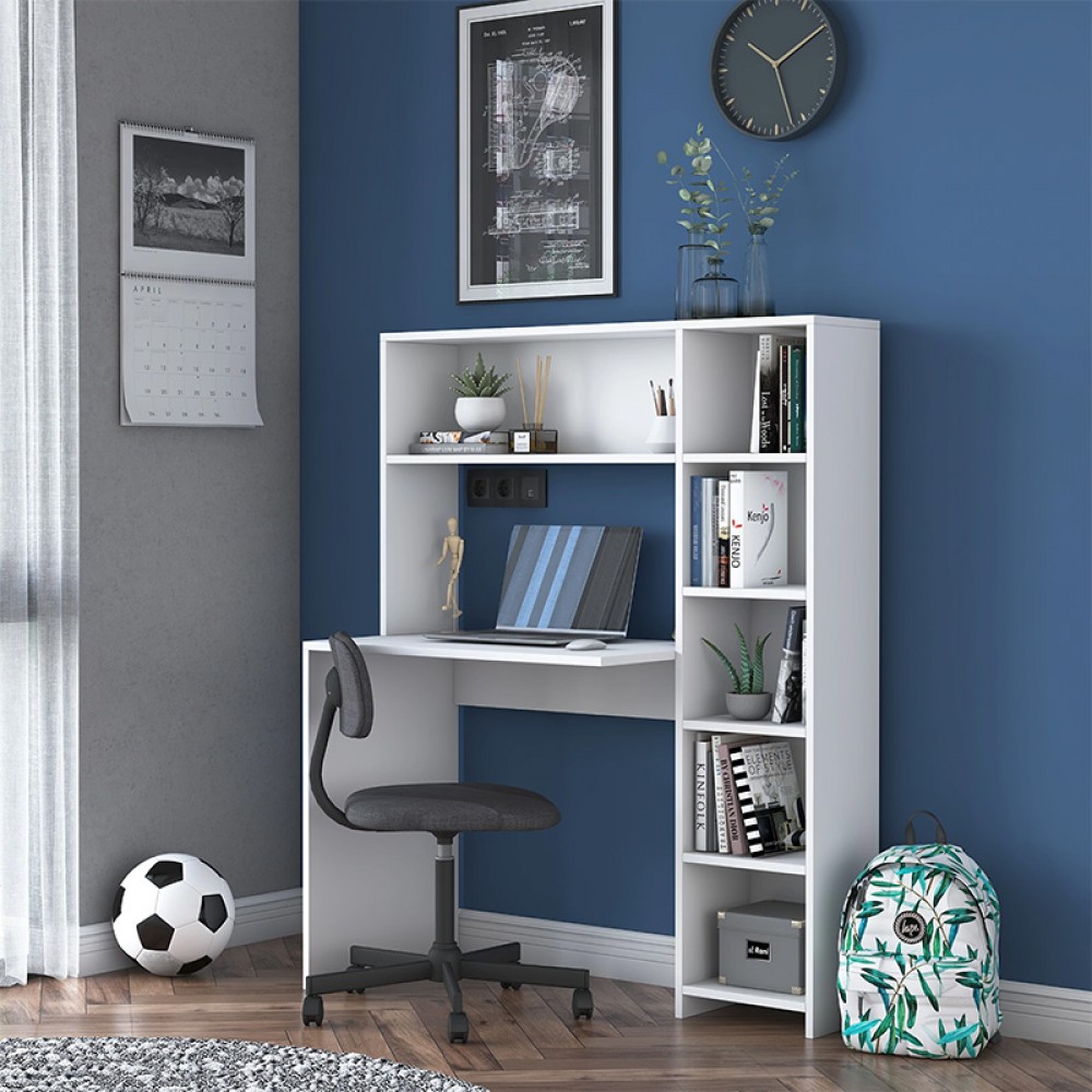 Γραφείο με βιβλιοθήκη Janson pakoworld λευκό 113x40x142εκ
