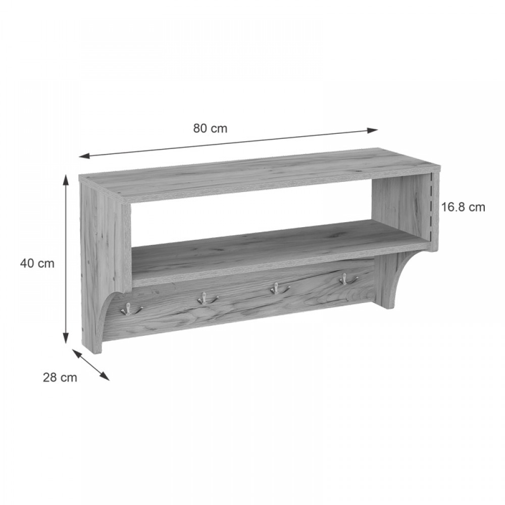 Κρεμάστρα Crosta pakoworld σε oak απόχρωση 80x28x40εκ