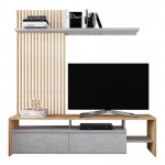 Σύνθετο σαλονιού Neo pakoworld σε oak-γκρι απόχρωση 190x40x200εκ
