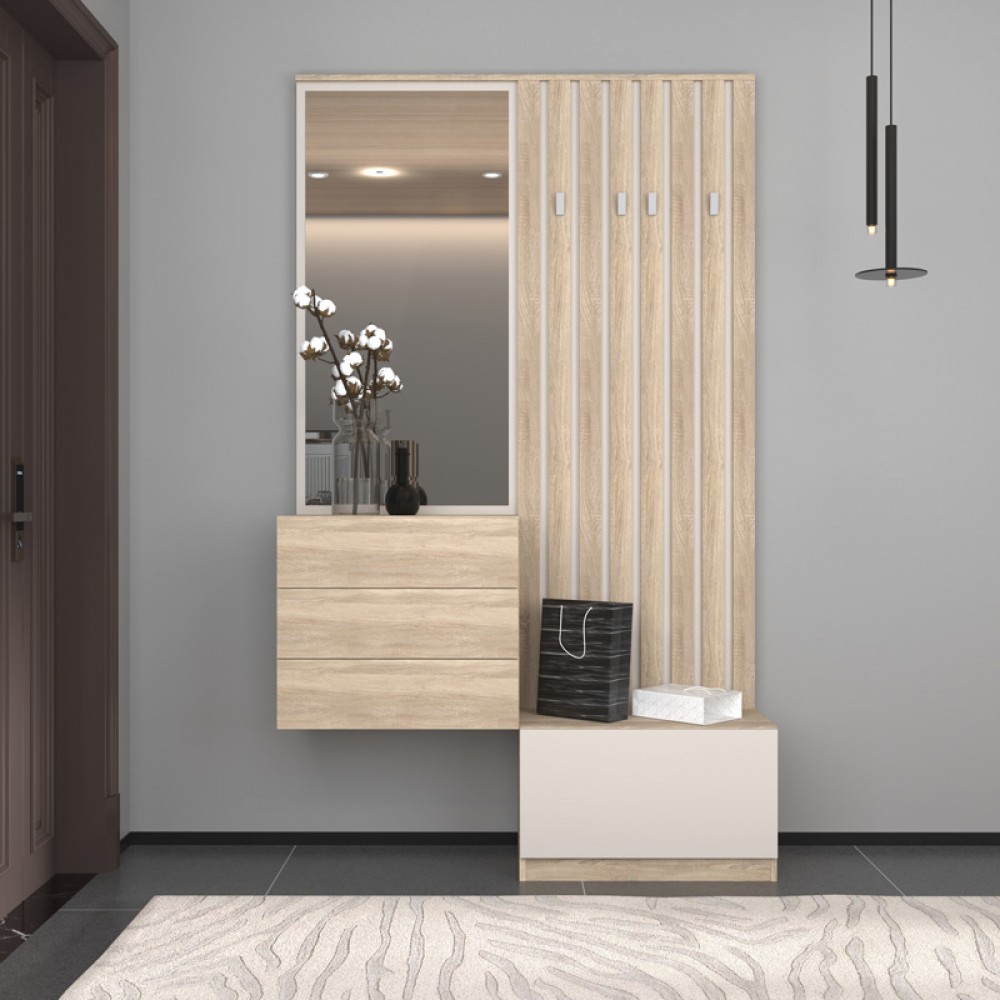 Έπιπλο εισόδου Halesy pakoworld sonoma-λευκό 67x35.5x179.3εκ