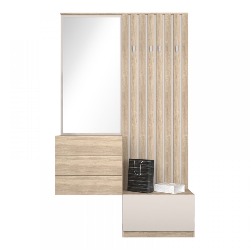 Έπιπλο εισόδου Halesy pakoworld sonoma-λευκό 67x35.5x179.3εκ