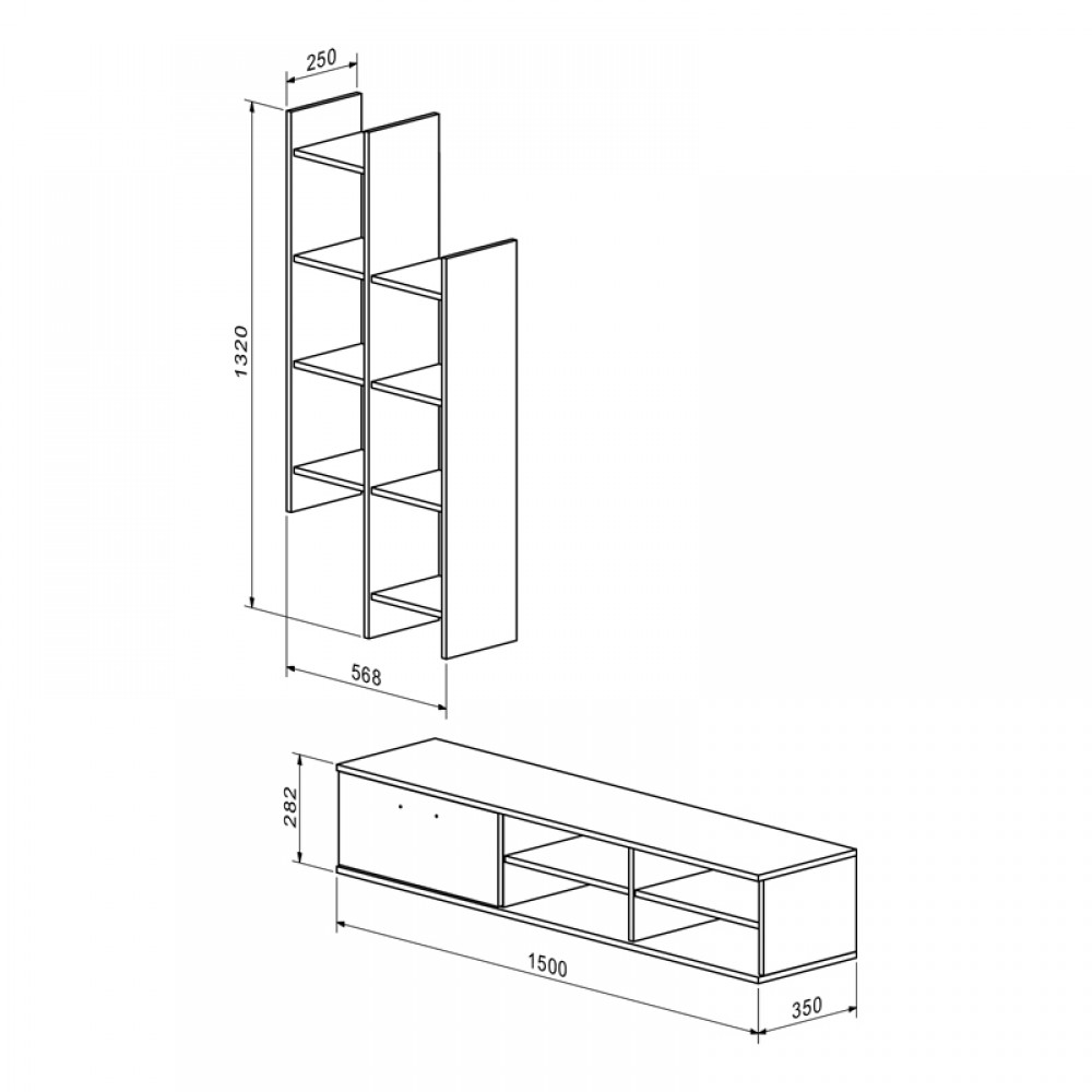 Σύνθετο σαλονιού Sarona pakoworld oak 150x35x160εκ