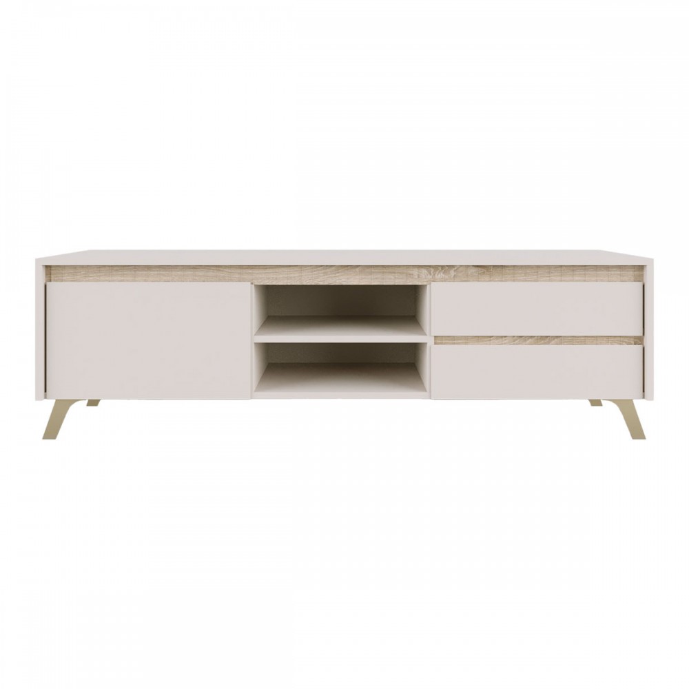 Έπιπλο τηλεόρασης Belka pakoworld κρεμ με oak 155x45x53,6εκ