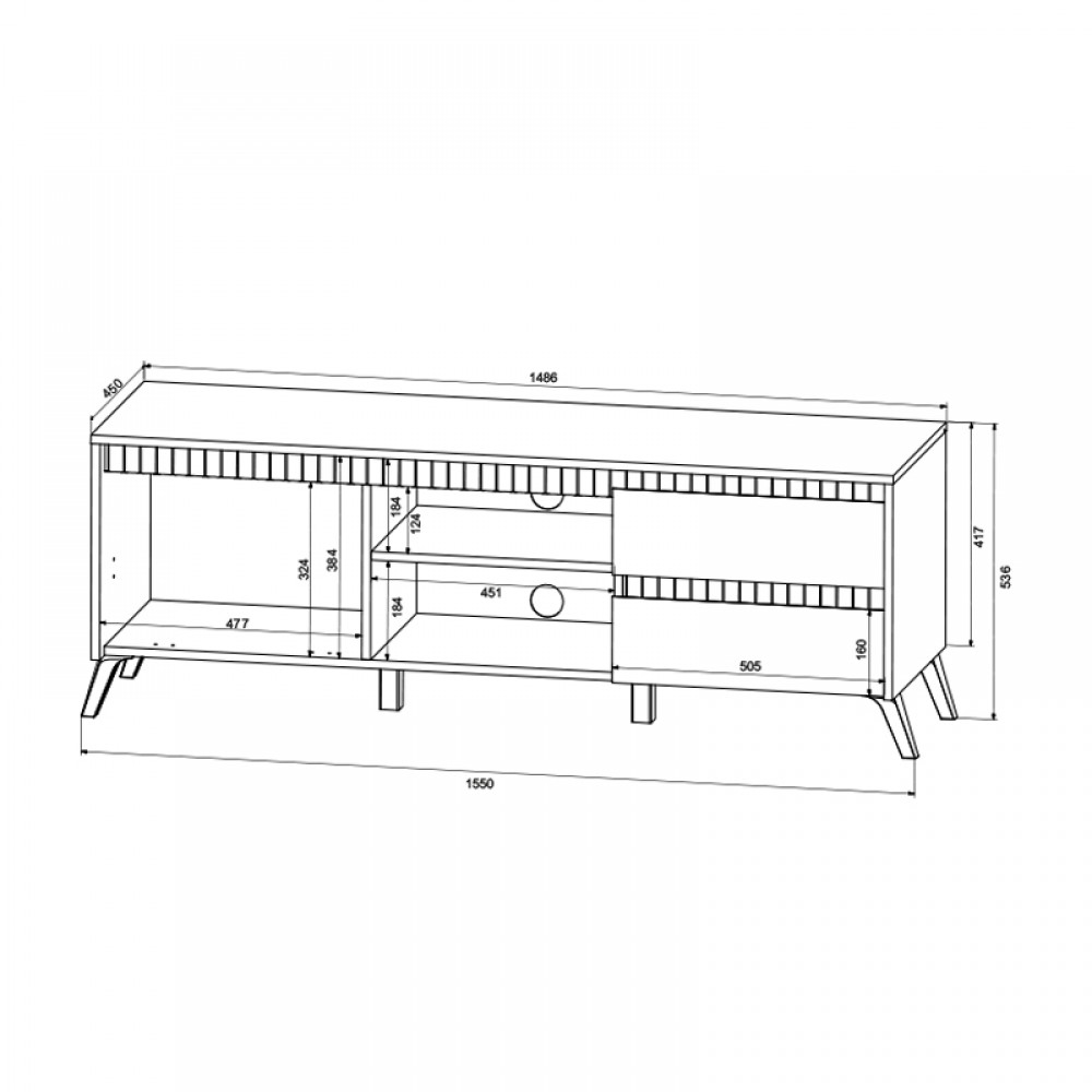 Έπιπλο τηλεόρασης Belka pakoworld κρεμ με oak 155x45x53,6εκ