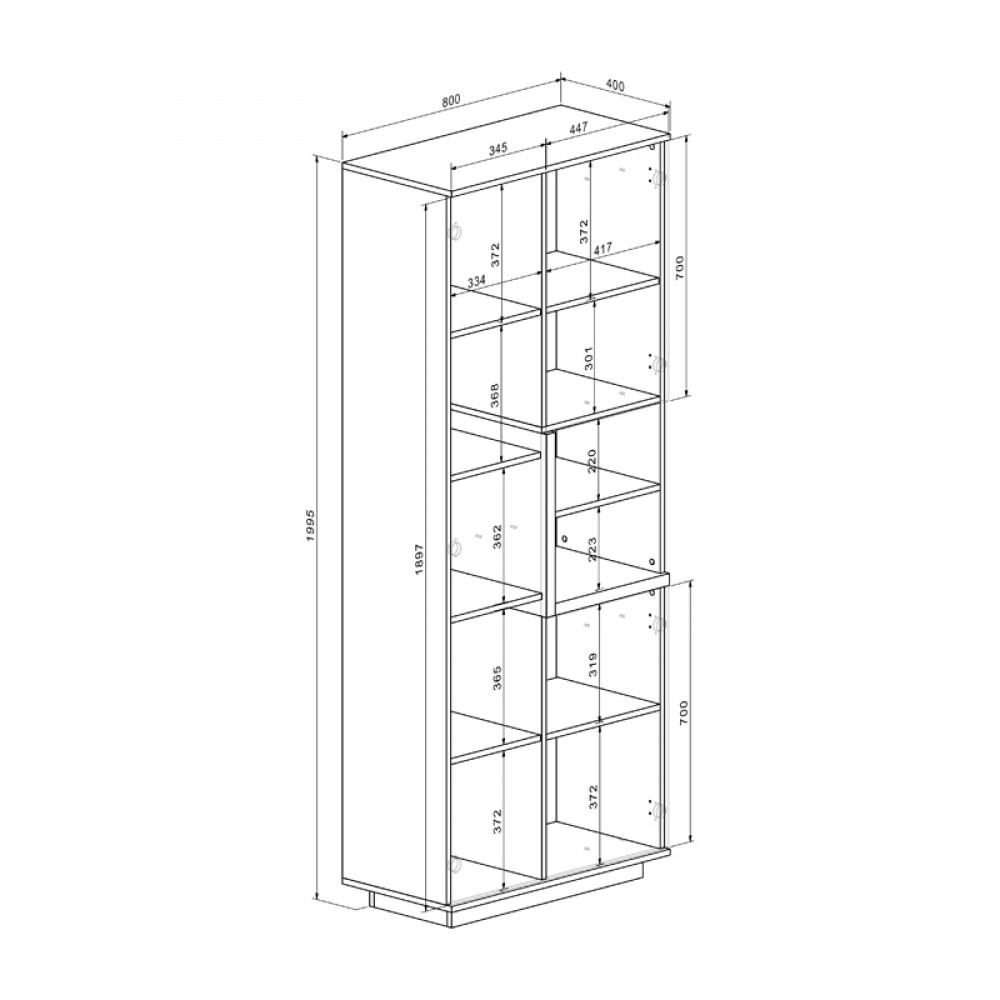 Σύνθετο σαλονιού Norda pakoworld κρεμ με oak 187x40x58,4εκ