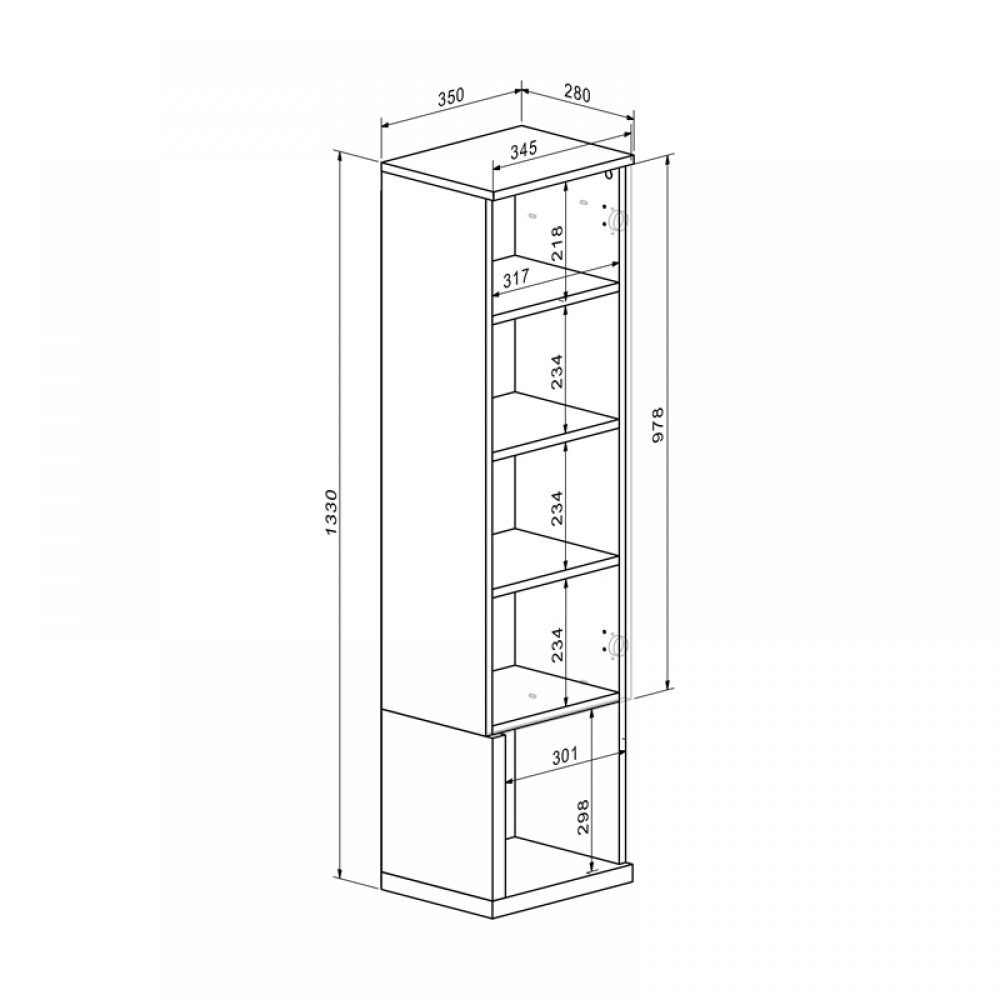Σύνθετο σαλονιού Norda pakoworld κρεμ με oak 187x40x58,4εκ