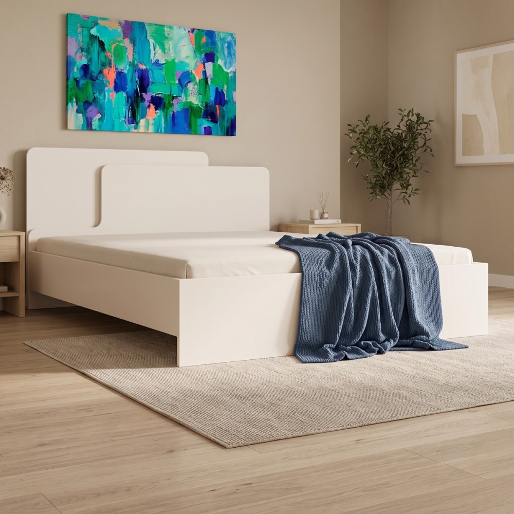 Κρεβάτι διπλό Lucabel pakoworld κρεμ 160x200εκ